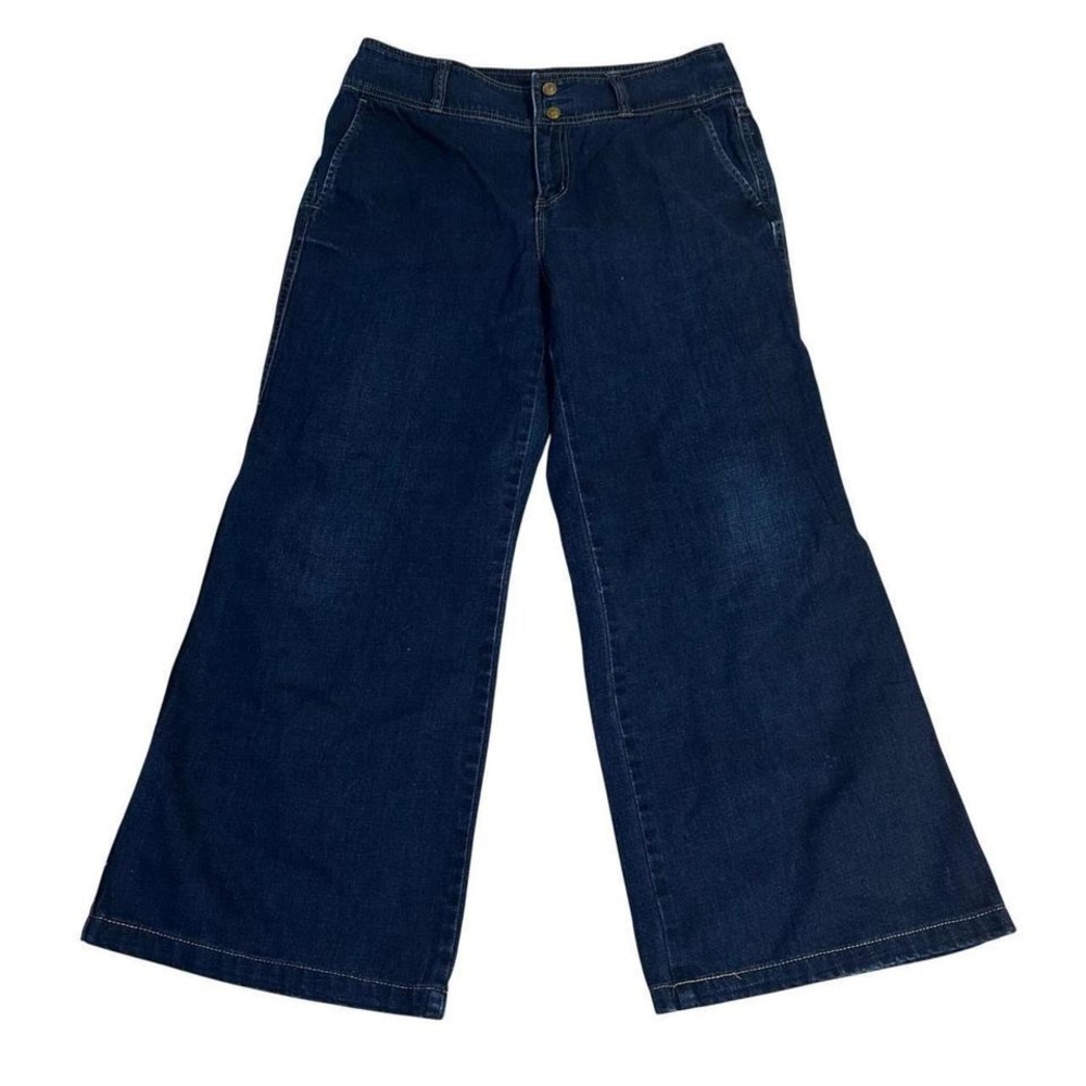 LRL Ralph Lauren Petite Wide Leg Jeans Dark Wash Button Fly Size 10P